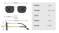 Hip Hop Men Sunglasses Rimless Square Shades Gold Designer Fashion Eye Glasses