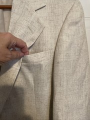 Haggar Clothing Co. Blazer Mens Size 38R Linen Blend Ivory Beige Lined Jacket