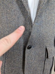 Casa Di Billera Blazer Sport Coat Mens 38L Blue Brown Tweed Wool