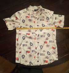 Mad Engine shirt sz Large Cottton Button Front USA Abraham Lincoln July 4th NWOT