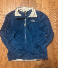 The North Face Men’s L Blue/Beige Full Zip Stand Collar Mid-Length Jacket