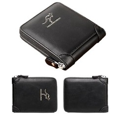 Men’s Leather RFID Blocking Waterproof Zip-Around Wallet Bifold Card Holder