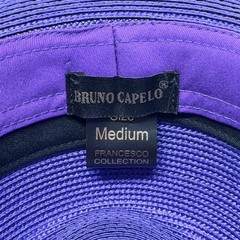 Bruno Capelo Francesco Collection Purple Straw Fedora Hat Medium Lion Pin Mens