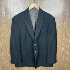 Stafford Blazer Jacket Mens 44S Black Polyester Worsted Wool Silver Buttons