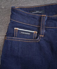 Frank & Oak Cyndi Straight Fit Selvedge Denim Blue Jeans High Rise Size 24×28