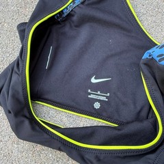 Nike Party Dots Swim Crop Top Zip Up Blue Black Neon Green MEDIUM
