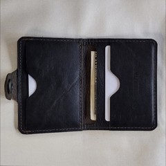 handmade real leather card holder snap button wallet black horween horsehide