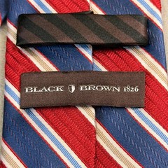 Black and Brown 1826 Regimental Red, Blue, Beige Stripes 100% Silk 61 x 3 3/4”