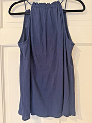 Market & Spruce Women’s M Navy Embroidered Tasseled Tank Boho Peasant