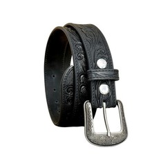 Women’s Western Leather Belt, Floral Embossed Cowgirl Rodeo Hand Tooled Belt