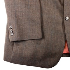Alan Flusser Sport Coat Blazer Mens 44 L Brown Windowpane 100% Worsted Wool