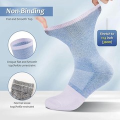 6 Pairs Diabetic Socks – Non-Binding Crew, Seamless Toe for Men/Women, Size 6–12