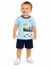 Carter’s Baby Boys’ 2-Piece Boat Snow Yarn Tee & Poplin Short Set 24 Months