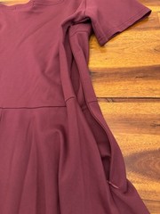 Sarin Mathews Burgundy Solid Cold Shoulder Skater Fit & Flare Dress Knee L