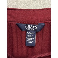 Chaps Burgundy Lace Up Blouse XL Boho Romantic Peasant Top Flowy Western Soft