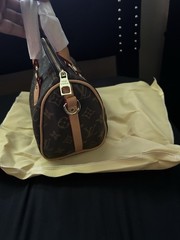 Monogram Top Handle Bag Zip w/ Detachable Adjustable Strap Brown