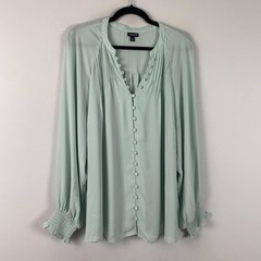 Torrid Georgette Smocked Blouson Sleeve Blouse Size 2X Mint Green