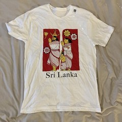 Sri Lanka Men’s MEDIUM White T-Shirt Graphic Art Design Printed Top