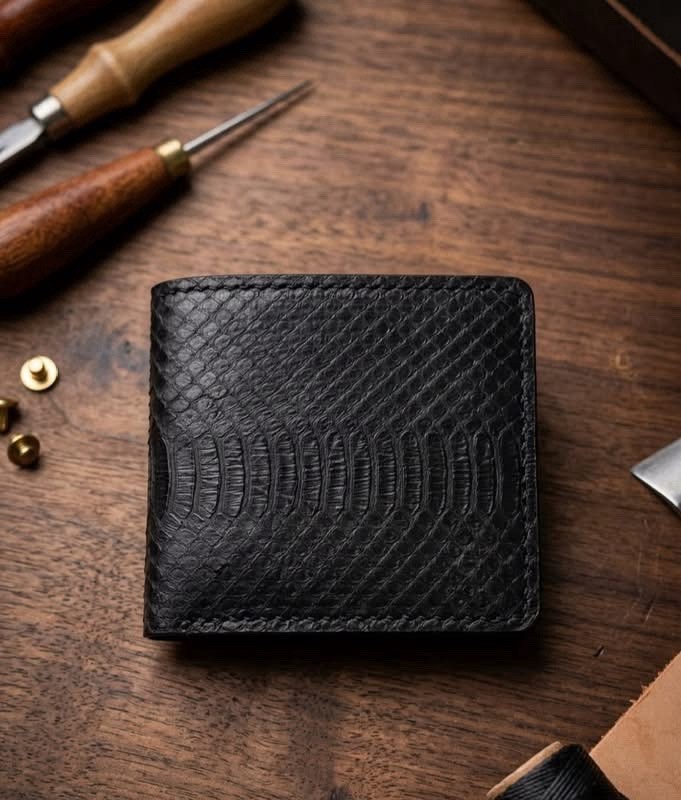 Rare Genuine Cobra Snake Leather Wallet Handmade Men’s Slim Bifold Card Holder