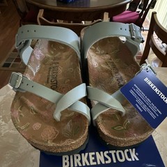 Birkenstock Women’s Green Floral Leather Strappy Sandals Buckle US 5 EU 36