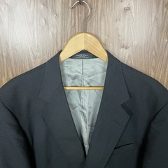 Stafford Blazer Jacket Mens 42R Black Solid Polyester Worsted Wool Gold Buttons