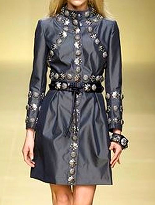 New Burberry Prorsum 2008 Runway Warrior Stud Jacket Trench Coat US 6 8 / IT 44