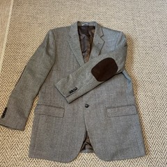 Saddlebred Mens Sz 44L Wool Blend Nailhead Blazer Jacket BlokeWear Elbow Patch