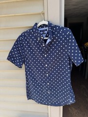 Tommy Hilfiger Custom Fit Blue/White Star Short Sleeve Button-Down Shirt S/P