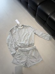 AIo Yoga Set Cropped Accolade Crew Neck Pullover+Shorts Suit Casual Women’s Set