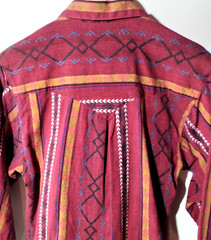 VTG Womens Wrangler Metal Button Up Cotton Shirt Colorful Aztec Cowgirl Western