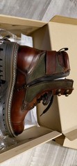 Steve Madden Men’s Leather Combat Ankle Boots Lace-Up Side Zipper 8.5