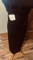 AS Black Velvet Strapless Ruched velvet Midi Dress Zip Women’s S COVINA V106