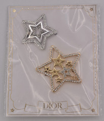 Christian Dior Holiday Star Hair Pin Barrettes Beauty Clips Silver Gold Logo
