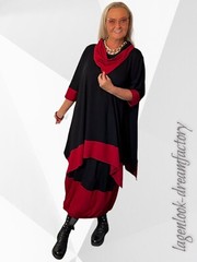 Lagenlook Dream Balloon Skirt Tulip Skirt Black Dark Red 42 44 46 48 50 52
