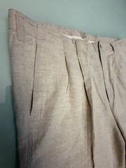 Y2K Eddie Bauer Men’s Linen Cotton Khaki Double Pleated Pants 44×30.75