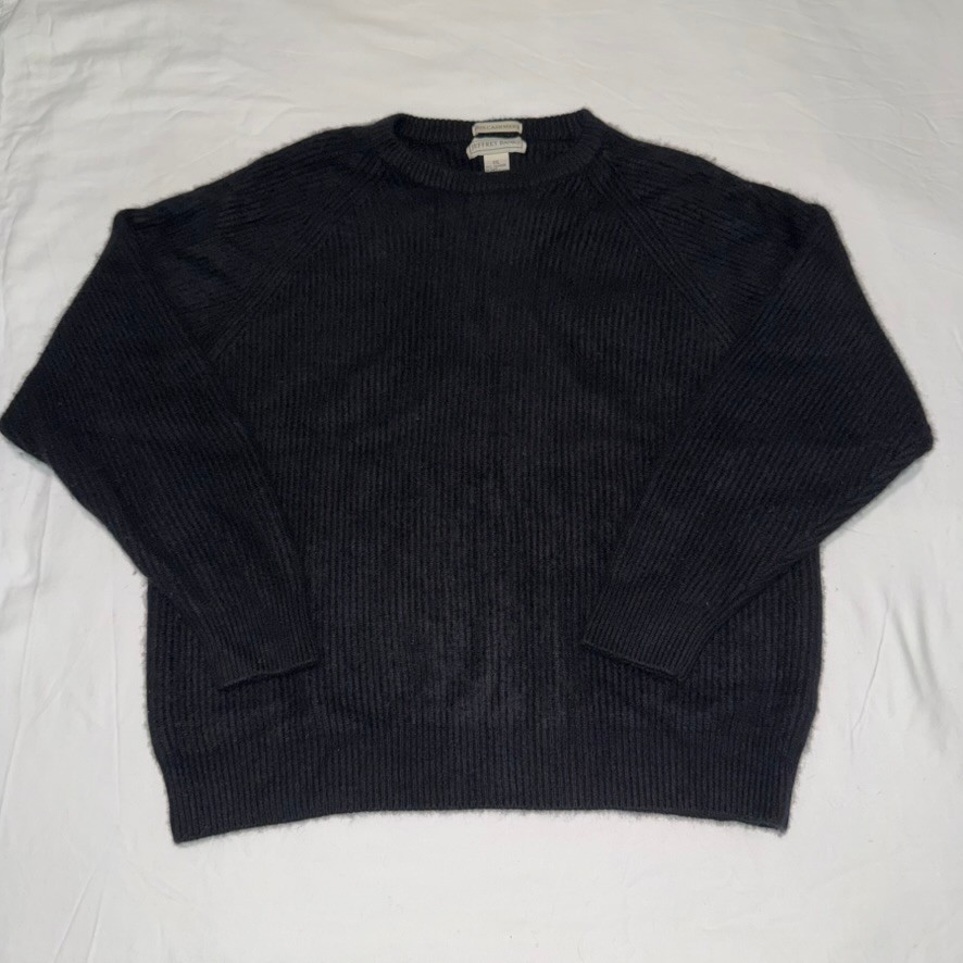 Jeffrey Banks 100% Cashmere Crewneck Sweater Women’s XXL Black Ribbed Knit