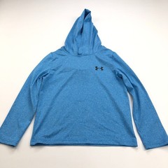 Under Armour Hoodie Youth XS Blue Solid Spell Out Cowl Neck Boys Lightweight