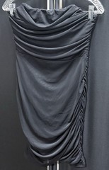 Black Strapless Ruched Bodycon Dress Medium Cowl Neck Stretch Cocktail Party