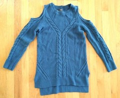 A.N.A Women’s Cold Shoulder Knit Sweater Blue Green Size XS