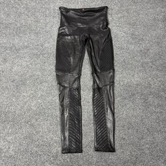 Spanx Faux Leather Moto Leggings Womens Medium Black High Rise Shaping Ankle