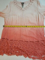 Chico’s Womens Orange Ombre Embroidered Crochet Lace Trimmed Tunic Blouse Size M