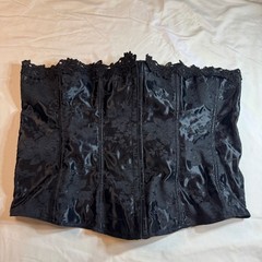 Vintage Empire Intimates Black Floral Brocade Corset Size 46 Whimsical Fairy Y2K