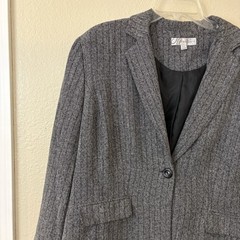 Larry Levine for Dressbarn Heather Grey Herringbone Blazer Womens Plus Size 18W