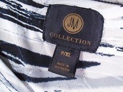 JM Collection Blouse Women’s P- XL Black White Top Polyester, Spandex