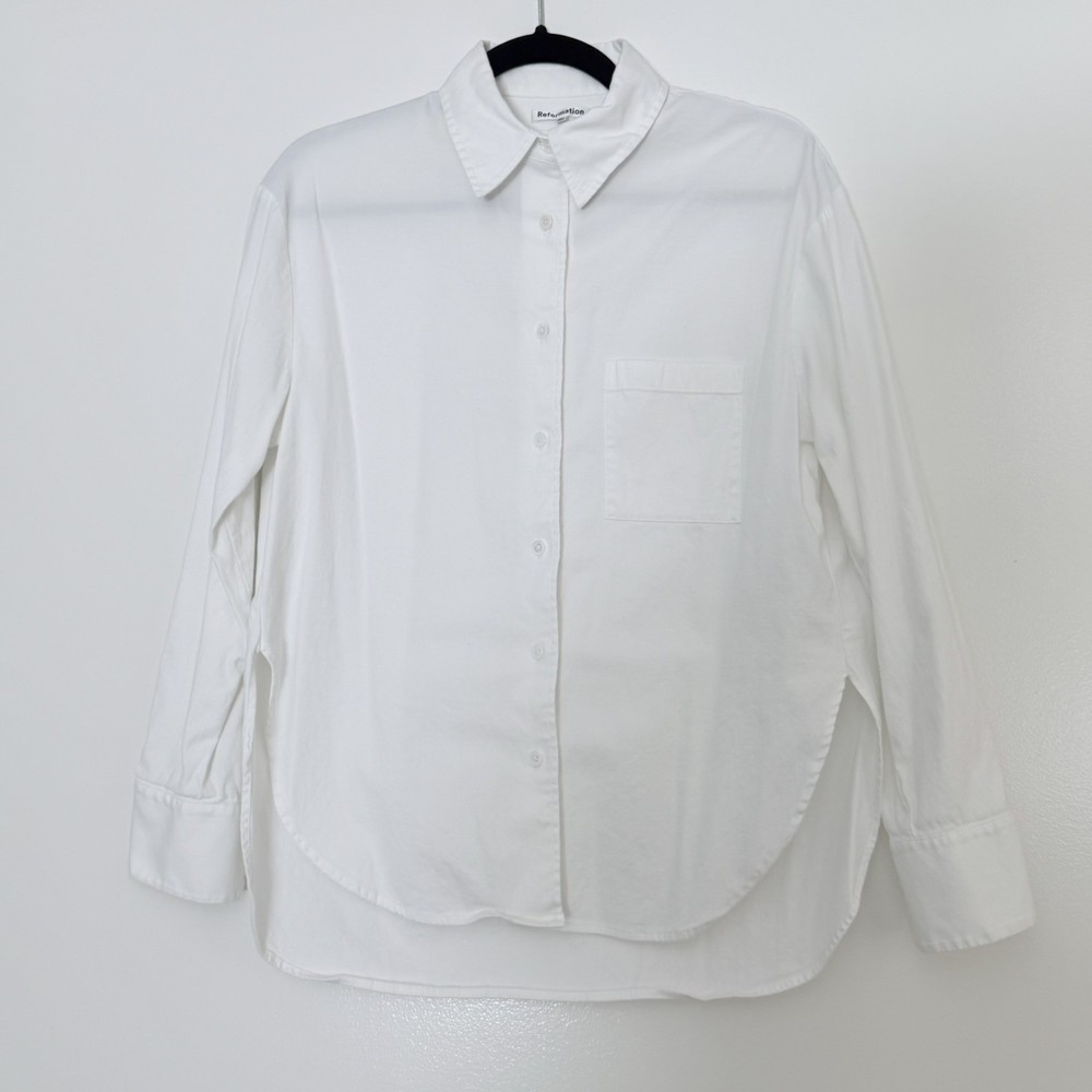 Reformation Will Oversize Button Shirt Womens XS White Long Sleeve Cotton