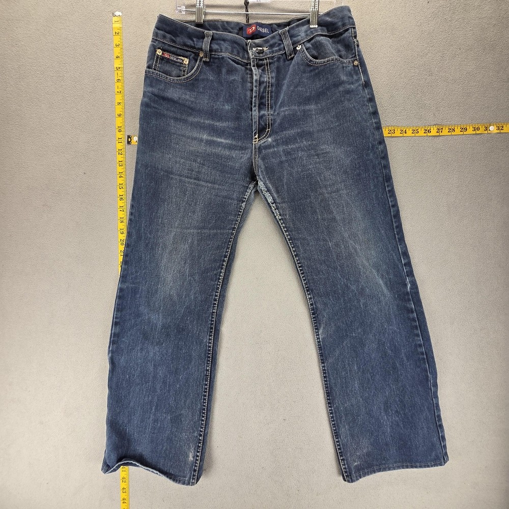 Diesel Jeans Mens 34×28 Blue Denim Medium Wash Regular Straight Button Fly