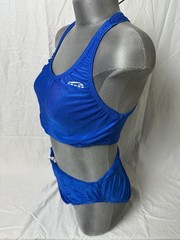Vintage 90s Ceres Womens Two Piece Workout Swimsuit Blue Size 34 Made In USA