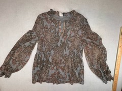 Akemi + Kin Small Adria Smocked Top Floral Paisley Print Sky Blue Boho Chic