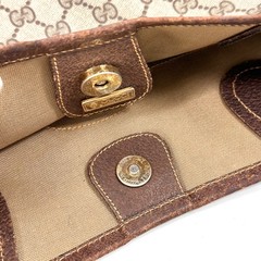 Vintage GUCCI Tote Bag GG Sherry Line PVC Leather Brown Authentic