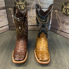 MEN’S BROWN OSTRICH QUILL LEATHER WESTERN RODEO EXOTIC COWBOY SQUARE TOE BOTAS